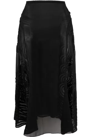 Jean Paul Gaultier 2000s appliquée sheer flared silk skirt