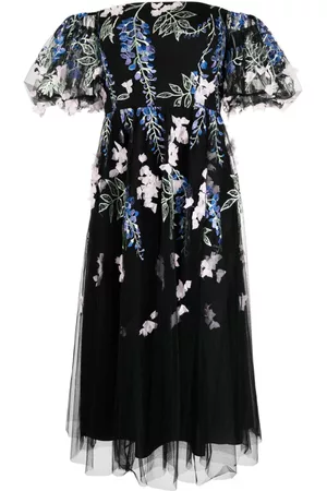Marchesa Notte Women Printed Dresses - Floral-embroidered off-shoulder midi dress