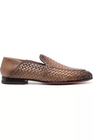 santoni Men Loafers - Woven leather loafers