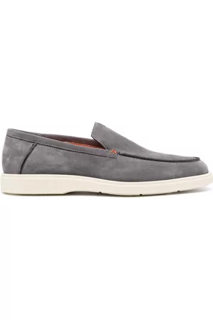 santoni Men Loafers - Almond-toe suede loafers