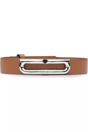 Salvatore Ferragamo Gancini-plaque leather bracelet
