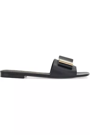 Salvatore Ferragamo Women Flip Flops - Double-bow logo-engraved slides