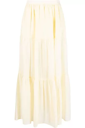 MANEBI High-waisted tiered maxi skirt