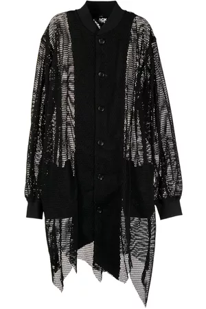Comme des Garçons Open-knit asymmetric bomber jacket