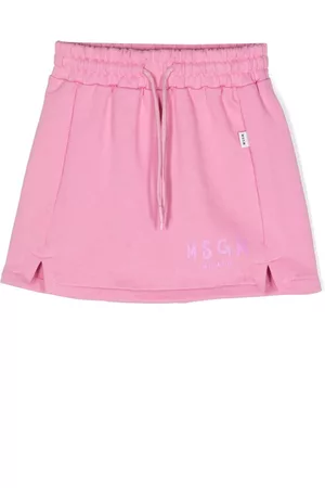Msgm Girls Printed Skirts - Logo-print cotton casual skirt