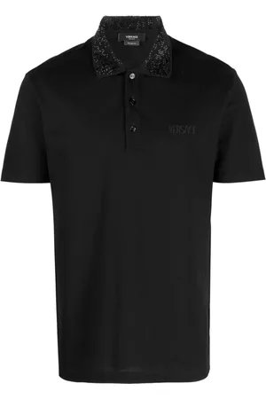 VERSACE Barocco Silhouette embellished polo shirt