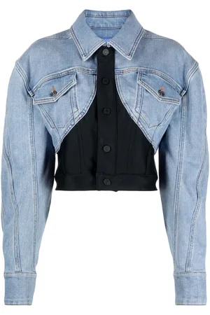 MUGLER Panelled cropped denim jacket