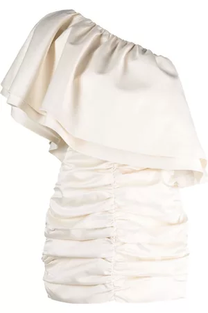 ROTATE Ruched pleated one-shoulder dress