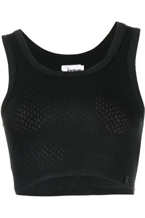 Izzue Logo-patch pointelle-knit top
