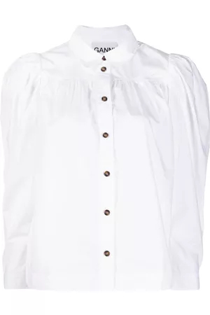 Ganni Puff-sleeve organic cotton shirt