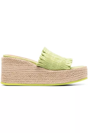 Ganni Women Wedged Sandals - Smock espadrille wedge sandals