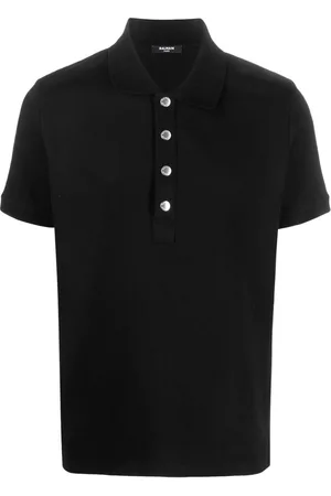 Balmain Monogram-pattern piqué polo shirt