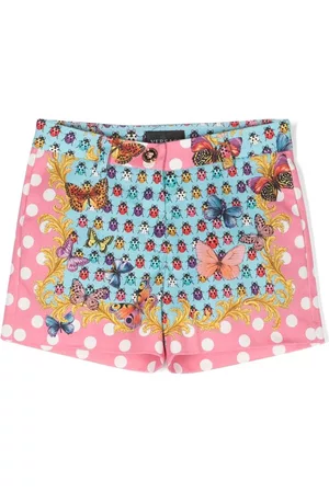 VERSACE Butterflies-print denim shorts