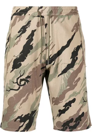 Maharishi Men Sports Shorts - Bonsai Forest-print cotton shorts