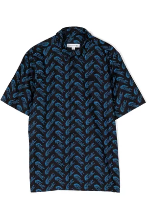 Lacoste Boys Tops - All-over logo-print button-up shirt