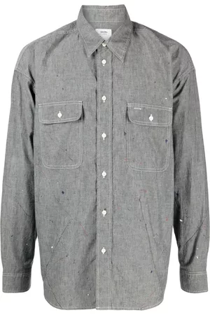 VISVIM Logo-print paint-splatter shirt