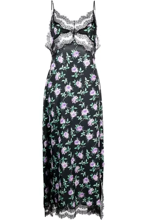 Msgm Women Casual Dresses - Rose-print slip maxi dress