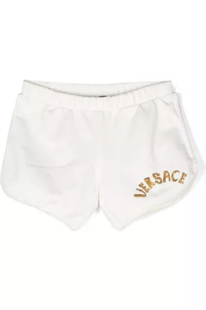 VERSACE Logo-embroidered mini shorts