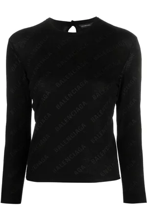 Balenciaga Women Sweatshirts - Logo-print cotton sweatshirt