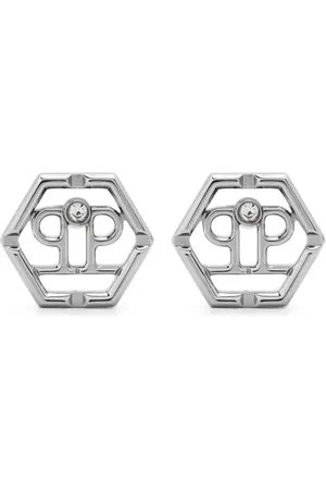 Philipp Plein Hexagonal logo-charm stud earrings