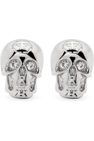 Philipp Plein 3D skull-motif stud earrings