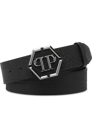 Philipp Plein Men Belts - Logo-buckle leather belt