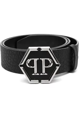 Philipp Plein Men Belts - Logo-buckle leather belt