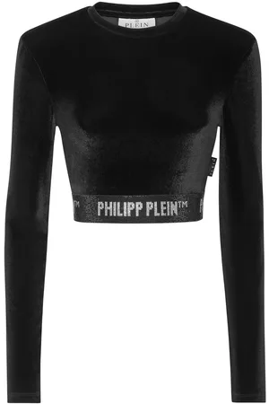 Philipp Plein Long-underband velvet crop top