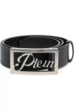 Philipp Plein Men Belts - Logo-buckle Saffiano leather belt
