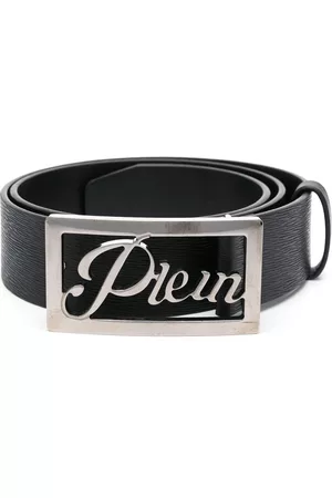 Philipp Plein Logo-buckle Saffiano leather belt