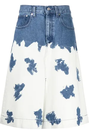 Namacheko Bleach-wash wide-leg denim shorts