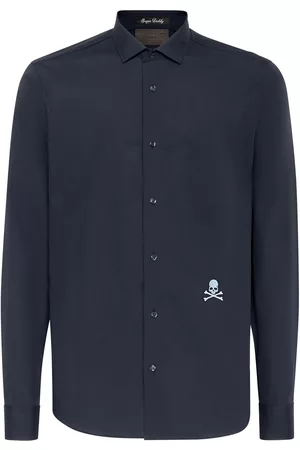 Philipp Plein Men Shirts - Logo-embroidered cotton shirt