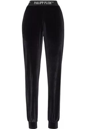 Philipp Plein Logo-waistband velvet track pants