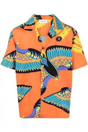 P.a.r.o.s.h. Men Short sleeves - Seagled short-sleeve silk shirt