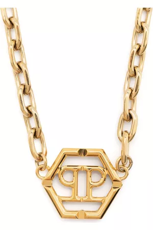 Philipp Plein Hexagon logo-plaque necklace