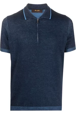 MOORER Half-zip knitted polo shirt
