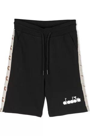 Diadora Boys Shorts - Stripe-detail logo-print shorts