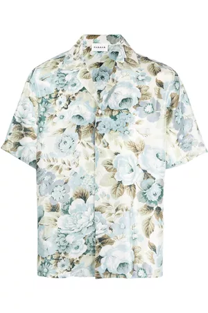 P.a.r.o.s.h. Men Short sleeves - Floral-print silk short-sleeve shirt
