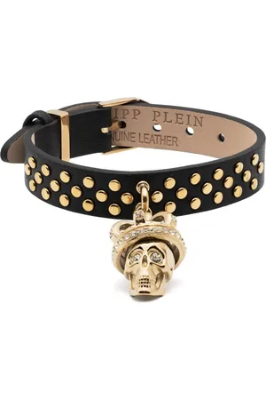 Philipp Plein Skull Crown leather bracelet