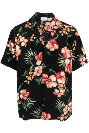P.a.r.o.s.h. Men Short sleeves - Floral-print silk short-sleeve shirt