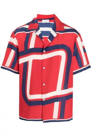 P.a.r.o.s.h. Men Short sleeves - Geometric-print short-sleeved silk shirt