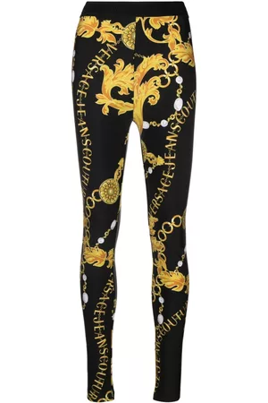 VERSACE Chain-print logo-waistband leggings