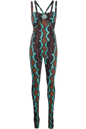 Roberto Cavalli Women Jumpsuits - Snakeskin-print stretch jumpsuit