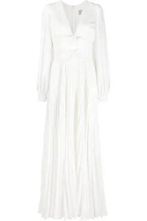 Elie saab Long-sleeve pleated silk gown