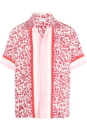 P.a.r.o.s.h. Men Short sleeves - Cheetah-print silk short-sleeve shirt