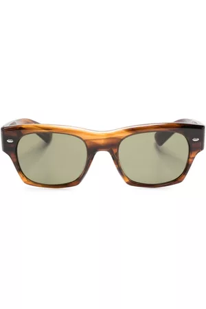 Oliver Peoples Men Sunglasses - Tortoiseshell-effect rectangle-frame sunglasses