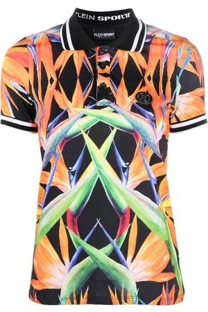 Philipp Plein Floral-print cotton polo top