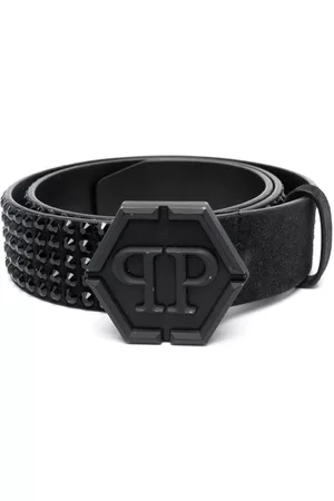 Philipp Plein Embossed-logo buckle belt