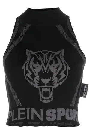 Philipp Plein Jacquard sleeveless cropped top