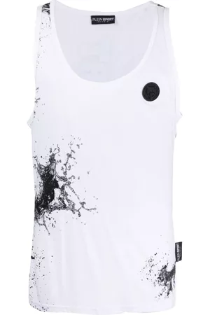 Philipp Plein Splash-print cotton tank top